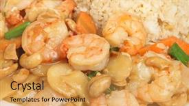  Presentation with nut - Audience pleasing presentation design consisting of king prawns with cashew nut backdrop and a  colored foreground