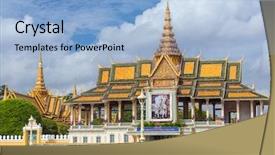  Presentation with king throne - Theme with king throne - royal palace in phnom pehn background and a light blue colored foreground