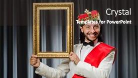  Presentation with picture frame - PPT theme with king with picture frame in funny concept background and a dark gray colored foreground