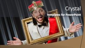  Presentation with picture frame - Slides featuring king with picture frame in funny concept background and a dark gray colored foreground
