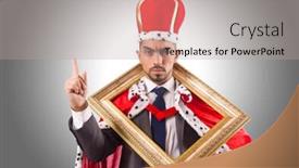  Presentation with picture frame - Colorful PPT layouts enhanced with king with picture frame on white backdrop and a mint green colored foreground