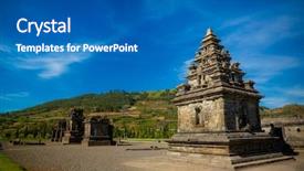  Presentation with candi - Presentation theme with java kingdom - candi gebang hindu temple background and a teal colored foreground