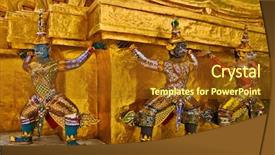  Presentation with god - PPT layouts with kingdom god - thai chedis against golden wall background and a  colored foreground