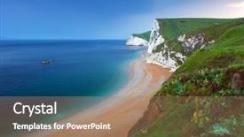  Presentation with coast - Theme with jurassique - beautiful beach on the jurassic background and a coral colored foreground