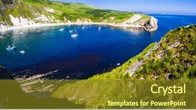  Presentation with summer holiday - Audience pleasing PPT layouts consisting of destination - lulworth cove on jurassic backdrop and a gold colored foreground