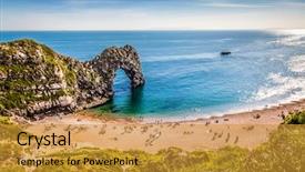  Presentation with holiday destination - Amazing slide deck having british seaside - summer holiday destination backdrop and a gold colored foreground