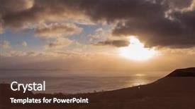  Presentation with old man - Presentation design enhanced with colorful sunrise over the isle background and a tawny brown colored foreground