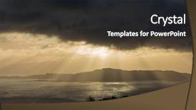  Presentation with old man - Slide set with colorful sunrise over the isle background and a dark gray colored foreground