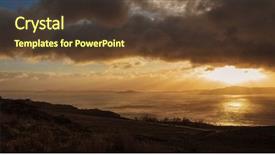  Presentation with old man - Amazing slide set having colorful sunrise over the isle backdrop and a tawny brown colored foreground