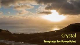  Presentation with colorful sunrise borobudur temple - Slide set featuring colorful sunrise over the isle background and a tawny brown colored foreground