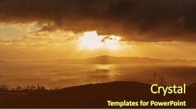  Presentation with colorful sunrise borobudur temple - PPT theme with colorful sunrise over the isle background and a tawny brown colored foreground