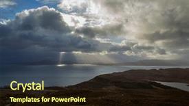  Presentation with scotland - Presentation design having colorful sunrise over the isle background and a wine colored foreground