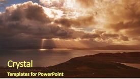  Presentation with old man - Theme having colorful sunrise over the isle background and a tawny brown colored foreground