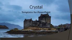  Presentation with castle - Beautiful presentation design featuring british isles - eilean donan castle at dornie backdrop and a light blue colored foreground