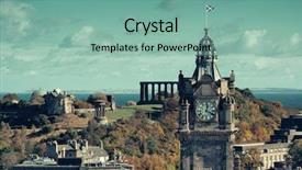  Presentation with united kingdom - PPT theme with kingdoms - edinburgh city rooftop view background and a seafoam green colored foreground