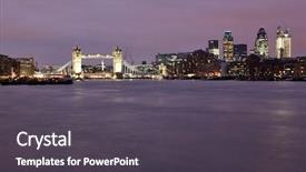 Presentation with tower - PPT theme featuring kingdon - beautiful tower bridge in london background and a dark gray colored foreground