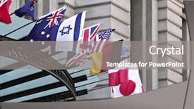  Presentation with world flags - Audience pleasing presentation design consisting of kingdon - flags of the world backdrop and a gray colored foreground