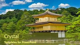  Presentation with kyoto - Presentation theme with kinkaku-ji in kyoto japan background and a tawny brown colored foreground