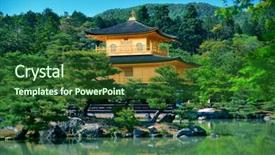  Presentation with historical building - PPT theme with kinkaku-ji-temple-with-historical background and a forest green colored foreground