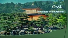  Presentation with historical-building - Colorful slide set enhanced with kinkaku-ji-temple-with-historical backdrop and a ocean colored foreground