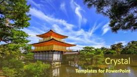  Presentation with golden pavilion kinkakuji temple - Colorful PPT layouts enhanced with kinkakuji-temple-of-the-golden backdrop and a tawny brown colored foreground