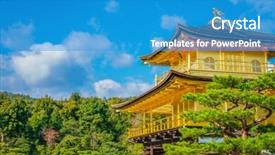  Presentation with golden pavilion kinkakuji temple - Beautiful PPT theme featuring kinkakuji temple the golden pavilion in kyoto japan backdrop and a teal colored foreground