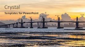  Presentation with bridge construction - PPT theme with kinmen-bridge-under-construction background and a lemonade colored foreground