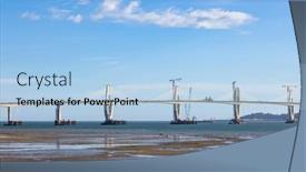  Presentation with bridge construction - Presentation design consisting of kinmen-bridge-under-construction background and a light blue colored foreground