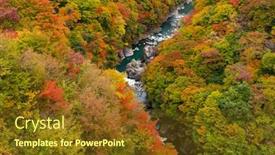  Presentation with season - Beautiful theme featuring kinugawa-in-autumn-season backdrop and a tawny brown colored foreground