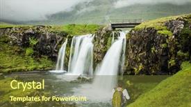  Presentation with waterfall woman - Presentation enhanced with kirkjoufellfoss summer in iceland elderly background and a  colored foreground