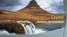  Presentation with waterfall - Slide set having kirkjufell-mountain-and-kirkjufellfoss-waterfall background and a  colored foreground