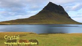  Presentation with iceland - Slide set consisting of kirkjufell mountain in iceland europe background and a tawny brown colored foreground