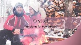  Presentation with bonfire - Theme consisting of kisan - couple near bonfire in winter background and a coral colored foreground