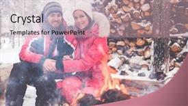  Presentation with bonfire - Slides with kisan - couple near bonfire in winter background and a coral colored foreground