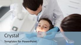  Presentation with healthcare - Presentation design consisting of oral hygiene kisds - medicine dentistry and healthcare concept background and a light blue colored foreground