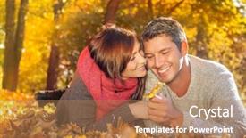  Presentation with couple kiss - Audience pleasing slides consisting of kiss love - couple enjoying autumn fall seasonal backdrop and a coral colored foreground