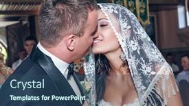  Presentation with kiss - Colorful slide set enhanced with kiss-of-the-newlyweds-during backdrop and a ocean colored foreground