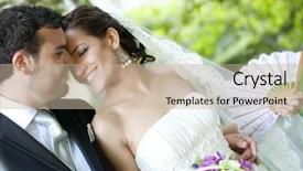  Presentation with bride - PPT layouts with kissing bride on their wedding background and a mint green colored foreground