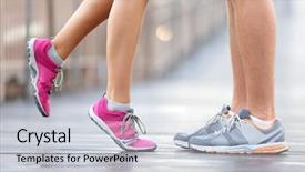  Presentation with brooklyn - Colorful slide deck enhanced with kissing closeup of running shoes backdrop and a light gray colored foreground