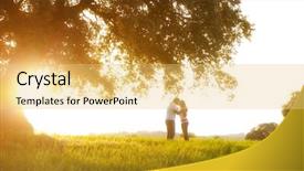  Presentation with tree - Amazing PPT layouts having kissing couple under huge tree backdrop and a yellow colored foreground