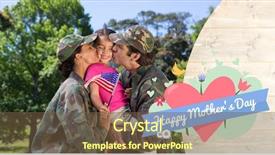  Presentation with mothers day - Presentation theme consisting of kissing daughter against mothers day background and a tawny brown colored foreground