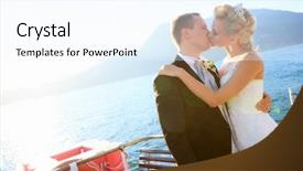  Presentation with married - PPT layouts enhanced with kissing married couple on the ship background and a cool aqua colored foreground