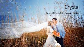 Presentation with wedding - Slides having kissing wedding couple in high background and a light blue colored foreground