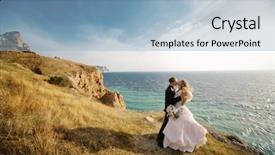  Presentation with wedding couple wishes - PPT layouts having kissing wedding couple staying background and a light blue colored foreground