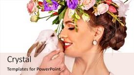  Presentation with white flowers - Cool new PPT theme with kissing white bunny and flower backdrop and a  colored foreground