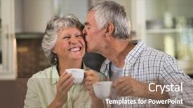  Presentation with wife - Theme consisting of kissing wife while having coffee background and a violet colored foreground