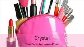  Presentation with make up cosmetics - Amazing presentation theme having kit - beautiful make up bag backdrop and a coral colored foreground
