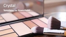  Presentation with makeup artist - Colorful slide deck enhanced with kit - cosmetic with brushes of professional backdrop and a coral colored foreground