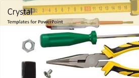  Presentation with construction tools - Amazing PPT theme having kit of construction tools backdrop and a yellow colored foreground