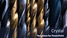  Presentation with bits - Amazing PPT theme having kit-of-drill-bits backdrop and a navy blue colored foreground